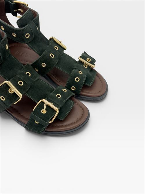 Sandali gladiatore verdi con fibbie da donna IL LACCIO | 1809SUEDE KAKHI